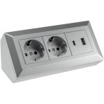 Bloc multiprises chilitec 23573, 2 ports, usb - a + c, 16a / 250v, argent