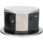 Bloc multiprise encastrable 3 prises 16a 2p + t et 2usb - alu - otio