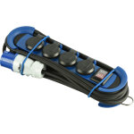 Bloc multiprise outdoor avec fiche cee, 4 prises schuko ip44, avec 2 crochets + serre - c�bles �lastiques, ...