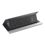 Bloc prise encastrable pop up  ouverture automatique - version : 1 prise secteur + 2 usb - longueur ...