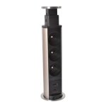 Bloc prise encastrable tower 60 - version : 3 prises secteur + 1 usb a + c - dcor : inox - diamtre ...