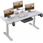 Bluenara - 160x76cm bureau assis debout �lectrique, bureau de 62 pouces avec tiroirs et commande manuelle ...