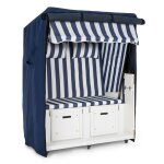 Blumfeldt - set abri plage cabine chaise longue 2 places housse / roulettes - bleu Blumfeldt - set abri plage cabine chaise longue 2 places housse / roulettes - bleu