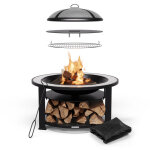 Foyer extrieur 3 en 1 pour jardin - barbecue charbon de bois, brasero extrieur et table, avec tisonnier, ...