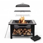 Foyer d'extrieur 3en1 (feu, table, gril) pour jardin, brasero barbecue grille, tisonnier, pare - tincelles, ...