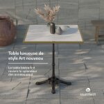 Table de jardin durable avec plateau en marbre veritable, resistant aux intemperies, facile d'entretien ...