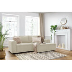Bobochic - canapé d'angle fixe compact nihad velours côtelé angle droit beige Bobochic - canapé d'angle fixe compact nihad velours côtelé angle droit beige