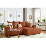 Bobochic - canap d'angle fixe enjoy velours ctel angle droit orange