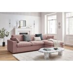 Bobochic - canap d'angle fixe rversible belair rose