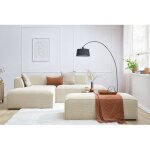 Bobochic - canapé d'angle fixe modulable megeve tissu velours côtelé avec pouf angle gauche beige Bobochic - canapé d'angle fixe modulable megeve tissu velours côtelé avec pouf angle gauche beige