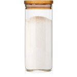 Klarstein - bocal carr avec couvercle en bambou hermtique avec joint en silicone 6x15 cm 300 ml