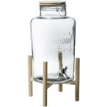 Secret de gourmet - fontaine � boisson en verre avec support en bambou - 8l - transparent / beige - h ...