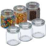 Relaxdays - bocal en verre avec couvercle, lot pratique de 6, 1, 3 l, octogonal, hermétique, 14, 5x13, ... Relaxdays - bocal en verre avec couvercle, lot pratique de 6, 1, 3 l, octogonal, hermétique, 14, 5x13, ...