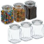 Relaxdays - bocal en verre avec couvercle, lot pratique de 6, 750 ml, rectangulaire, hermétique, transparent ... Relaxdays - bocal en verre avec couvercle, lot pratique de 6, 750 ml, rectangulaire, hermétique, transparent ...