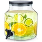 Bocal en verre avec robinet et couvercle en bois de pin, 5, 2 l