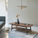 Berah getah - table basse en mindi massif finition noyer double plateau 130 cm Berah getah - table basse en mindi massif finition noyer double plateau 130 cm