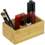 Bo�te en bambou, hxlxp 6, 5x16, 5x10 cm, rangement cuisine, salle de bain, bureau, solide, multi - usages, ...