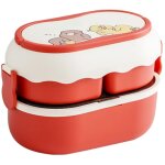 Bo�te bento 2 �tages 3 compartiments grande capacit� micro - ondes portable mignon rouge