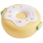 Bo�te bento rond donut avec couvercle fourchette cuill�re, r�cipient repas chauffable plastique pour ...