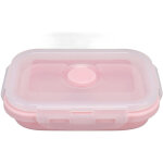 Bo�te bento en silicone 500ml rose, r�cipient alimentaire pliable, r�sistant aux micro - ondes et haute ...