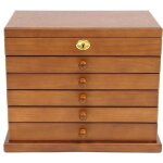 Bo�te � bijoux � 6 niveaux, en bois, avec miroir et serrure, bo�te de rangement avec 5 tiroirs, sculptures ...