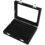 Bo�te � bijoux � 8 emplacements, bague, boucles d'oreilles, collier, organisateur(su�de noir)