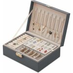 Bote  bijoux en cuir verrouillable pour femme - coffret de voyage  2 couches - organisateur de bijoux ...