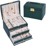 Boite a bijoux femme fille(vert fonc�), bo�te � bijoux coffret � bijoux rangement bijoux organisateur ...