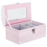 Bo�te � bijoux & miroir demoiselle 19cm rose