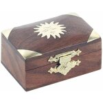 Boite en bois motif soleil en laiton