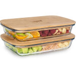 Klarstein - bote  charcuterie avec couvercle 1, 6 litre set de 2 verres bambou rsistant  la chaleur ...