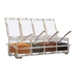 Boite  condiments acrylique transparente de cuisine 4 pices bocaux  pices quatre en un avec cuillres ...