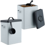 Relaxdays - boîte de conservation, lot de 2, 5, 5 l, couvercle & cuillère, fer, pour croquettes, blanc ... Relaxdays - boîte de conservation, lot de 2, 5, 5 l, couvercle & cuillère, fer, pour croquettes, blanc ...