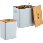 Relaxdays - bote de conservation, lot de 2, 2 tailles, couvercle & cuillre, fer, rcipient croquettes, ...