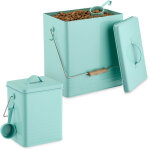 Relaxdays - bote de conservation, lot de 2, 2 tailles, avec couvercle & cuillre, fer, rcipient croquettes, ...