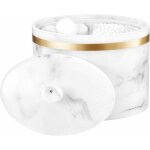 Bo�te � coton, distributeur conteneur dor� de maquillage en ovale coton - tige � 2 compartiments, organisateur ...