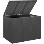 Helloshop26 - bote  coussins coffre de rangement de jardin rsine tresse 145 x 100 x 103 cm noir