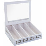 Hhg - jamais utilis] bote de couverts 211, avec couvercle, paulownia, 37x33x17cm, shabby blanc
