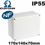 Bo�te de d�rivation �tanche ip55 - 960� - face lisse - dimensions - dim. 170x140x70 avec couvercle bas ...