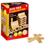 Pegane - boite de jeu de construction en bois de 200 planchettes - dim : 11, 5 x 2, 5x 0, 8 cm