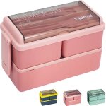 Bo�te � lunch - bo�te bento 1400 ml - pour adultes et enfants - bo�te � lunch avec compartiments et couverts ...