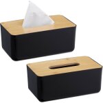 Relaxdays - boîte à mouchoirs, lot de 2, rechargeable, distributeur à lingettes, couvercle en bambou, ... Relaxdays - boîte à mouchoirs, lot de 2, rechargeable, distributeur à lingettes, couvercle en bambou, ...