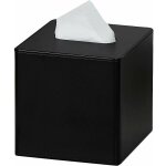 Bo�te � mouchoirs carr� en cuir pu support de bo�te � mouchoirs pour commode d�cor de salle de bain (noir) ...