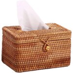 Bo�te � mouchoirs en rotin faite � la main, conteneur de stockage de serviettes, distributeur de papier ...