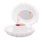 Bo�te � musique ballerine coquillage avec miroir, coffret � bijoux vintage, m�lodie r�tro cadeau anniversaire ...