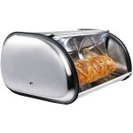 Haloyo - bote  pain, en acier inoxydable, corbeille  pain 442718 cm - argent en acier inoxydable