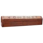 Boite porte encens en bois motif pentacle