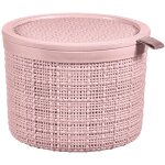 Bote de rangement 2l ronde avec couvercle jute recycl rose