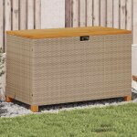 Bo�te de rangement de jardin beige r�sine tress�e bois d'acacia
