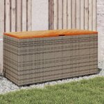 Bote de rangement de jardin gris rsine tresse bois d'acacia - vidaxl